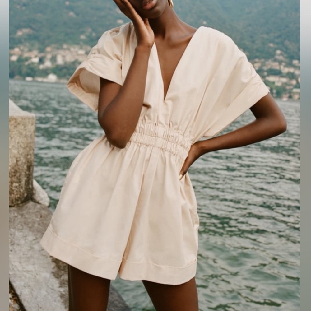 Zara light beige romper size medium